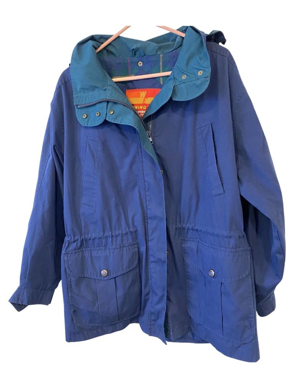 Vintage 80s Winning Edge London Fog Womens Blue Hooded Jacket Fits XL Utility